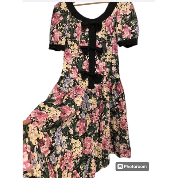 VINTAGE 80's Floral Party Dress - Breakin' Loose - M - Picture 4 of 14